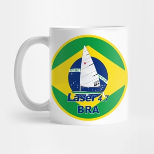 laser class sailboat on a flag Brazil Mug